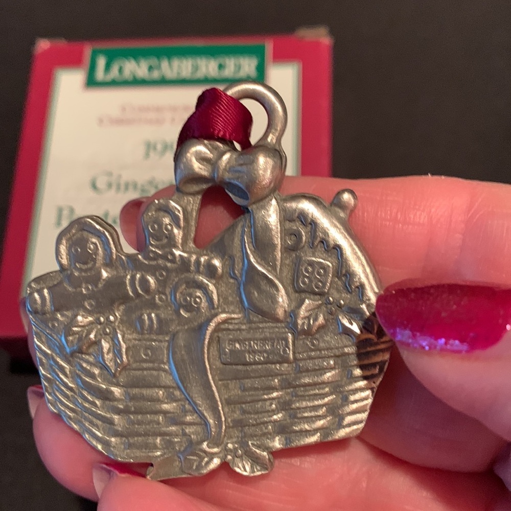 Longaberger 1990 Gingerbread Pewter Ornament with box